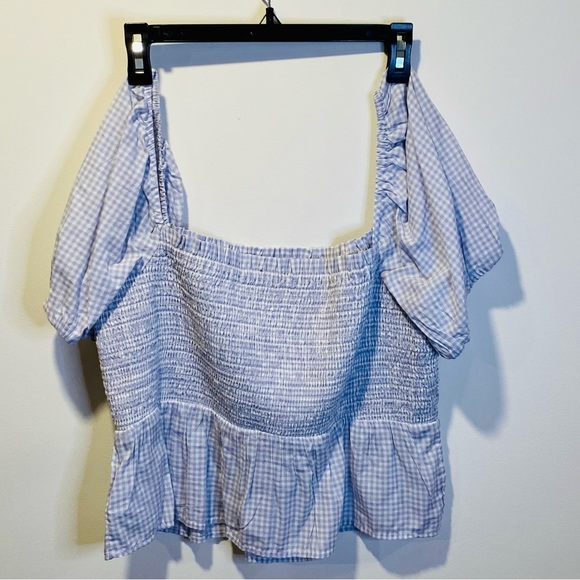 NWT J. Crew on or off the shoulder top - Blue Gingham - Picture 4 of 5